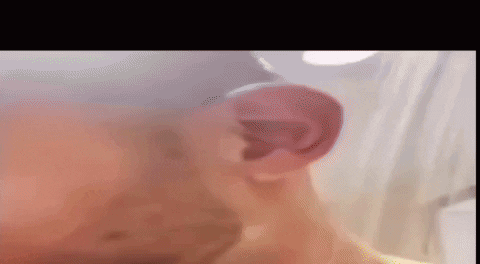 A Close Up Of A Man 'S Ear With A Blurred Background . GIF