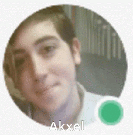 A Close Up Of A Man 'S Face In A Circle With The Name Akxel On It . GIF