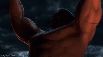 A Close Up Of A Man 'S Face In A Video Game With Red Eyes . GIF