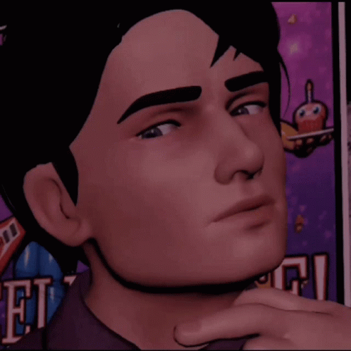 A Close Up Of A Man 'S Face In Front Of A Sign That Says ' E.t.f. ' GIF