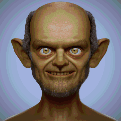 A Close Up Of A Man 'S Face With A Beard And Big Ears GIF