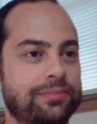 A Close Up Of A Man 'S Face With A Beard Looking At The Camera . GIF