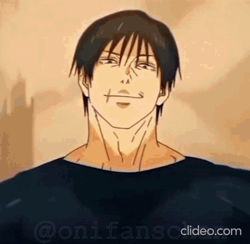 A Close Up Of A Man 'S Face With A Black Shirt On And A Smile On His Face . GIF