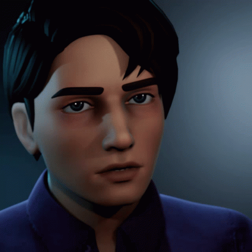 A Close Up Of A Man 'S Face With A Blue Shirt GIF
