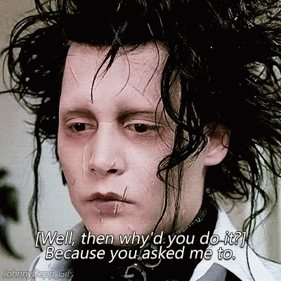 A Close Up Of A Man 'S Face With A Caption That Says Well Then Why 'D You Do It ? GIF