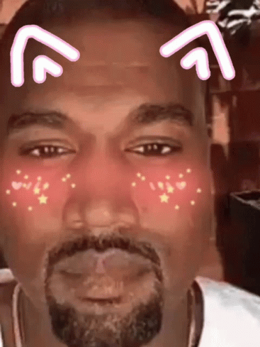 A Close Up Of A Man 'S Face With A Cat Ear On It GIF