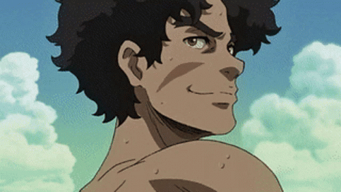 A Close Up Of A Man 'S Face With A Cloudy Sky Behind Him GIF