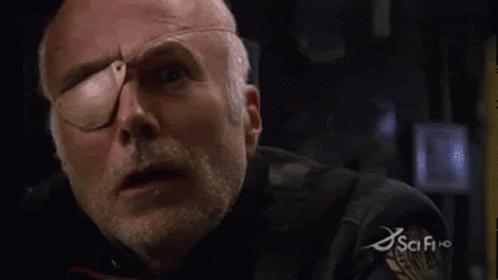 Close Up Of Man's Face With Eye Patch GIF