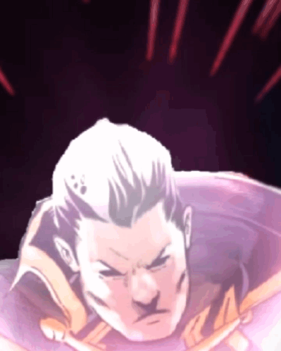 A Close Up Of A Man 'S Face With A Purple Light Behind Him GIF