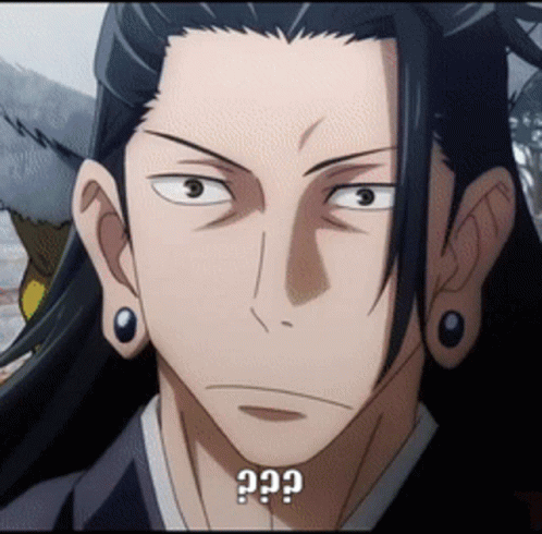 A Close Up Of A Man 'S Face With A Question Mark On His Face GIF
