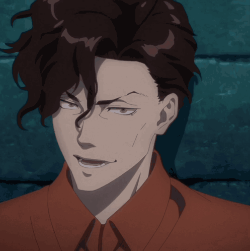 A Close Up Of A Man 'S Face With A Red Shirt GIF