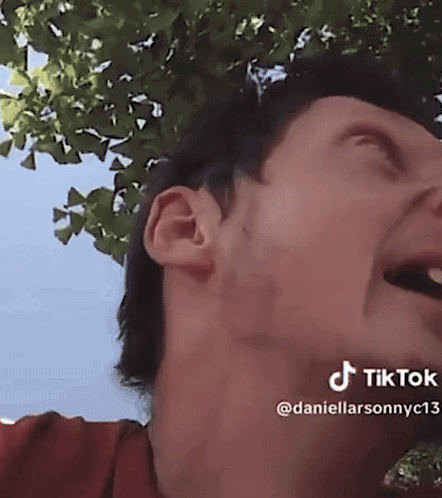 A Close Up Of A Man 'S Face With A Tree In The Background And A Tiktok Watermark GIF