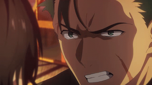A Close Up Of A Man 'S Face With An Angry Expression GIF
