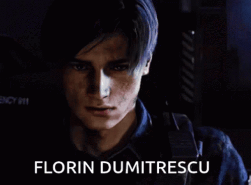 A Close Up Of A Man 'S Face With Florin Dumitru Written Below It GIF