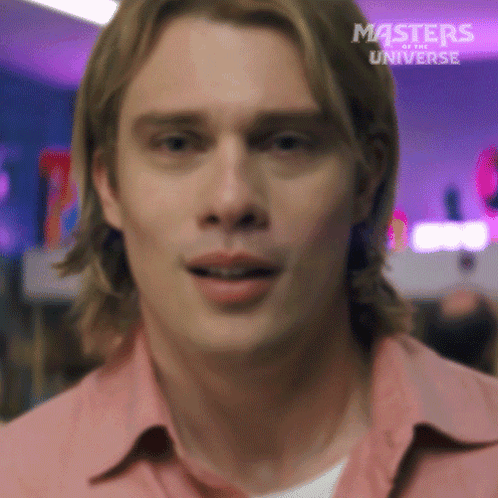 A Close Up Of A Man 'S Face With Masters Universe Written In The Corner GIF