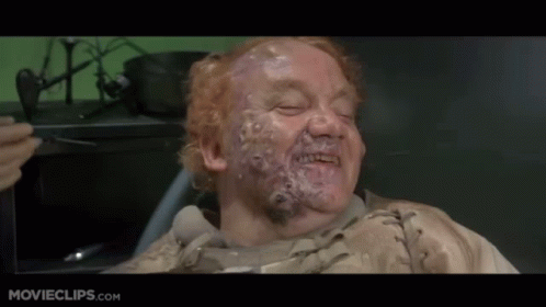 A Close Up Of A Man 'S Face With Movieclips.com On The Bottom Right GIF