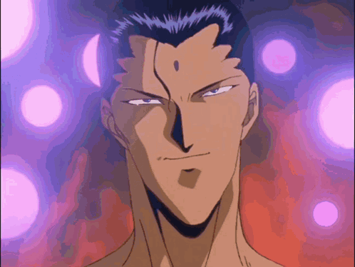 A Close Up Of A Man 'S Face With Purple Circles Around Him GIF