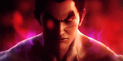 A Close Up Of A Man 'S Face With Red Eyes In A Video Game . GIF