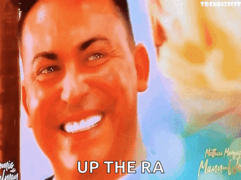 A Close Up Of A Man 'S Face With The Caption Up The Ra GIF