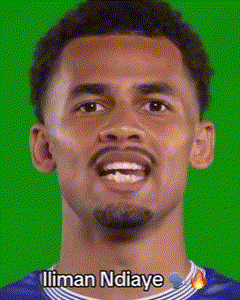 a close up of a man 's face with the name ilman ndaye on the bottom