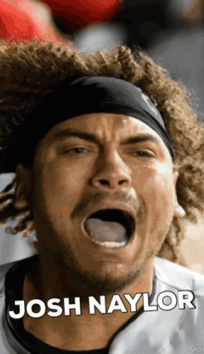 A Close Up Of A Man 'S Face With The Name Josh Naylor Above Him GIF