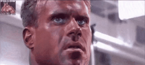 A Close Up Of A Man 'S Face With The Word Follow On The Bottom Right GIF