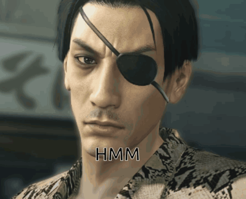 A Close Up Of A Man 'S Face With The Word Hmm Written On It GIF