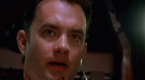 A Close Up Of A Man 'S Face With The Word Houst In White Letters GIF