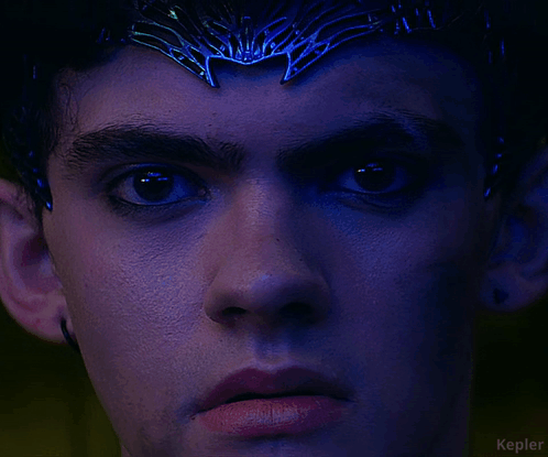 A Close Up Of A Man 'S Face With The Word Kepler In The Lower Right Corner GIF