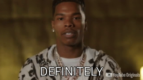 A Close Up Of A Man 'S Face With The Words `` Definitely '' Written On His Face . GIF