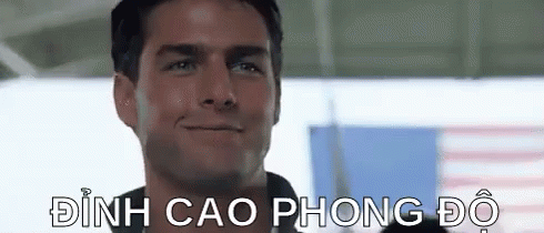 A Close Up Of A Man 'S Face With The Words `` Dinh Cao Phong Do '' Written Above Him . GIF