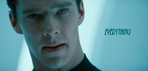 A Close Up Of A Man 'S Face With The Words " Everything " Below Him GIF