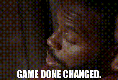 A Close Up Of A Man 'S Face With The Words Game Done Changed . GIF