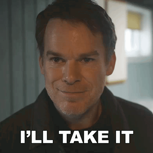 A Close Up Of A Man 'S Face With The Words I 'Ll Take It Below Him GIF