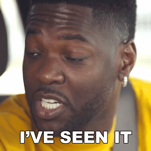 A Close Up Of A Man 'S Face With The Words I 'Ve Seen It Above It GIF