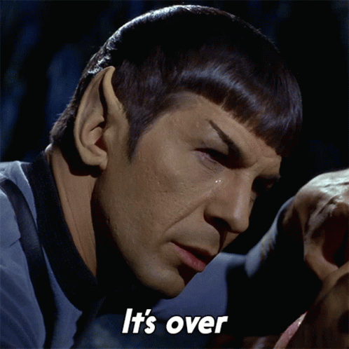 A Close Up Of A Man 'S Face With The Words " It 'S Over " Above Him GIF