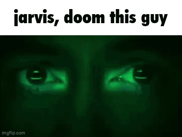 A Close Up Of A Man 'S Face With The Words Jarvis , Doom This Guy Written On The Bottom . GIF