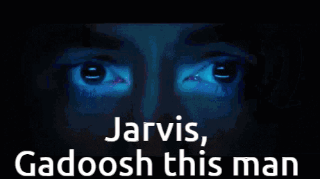 A Close Up Of A Man 'S Face With The Words Jarvis Gadoosh This Man GIF