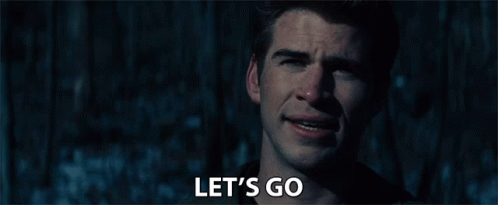 A Close Up Of A Man 'S Face With The Words Let 'S Go Below Him GIF
