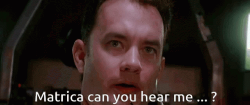 A Close Up Of A Man 'S Face With The Words Matrica Can You Hear Me Written Below Him GIF