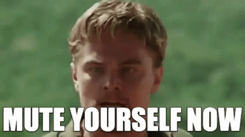 A Close Up Of A Man 'S Face With The Words `` Mute Yourself Now '' . GIF