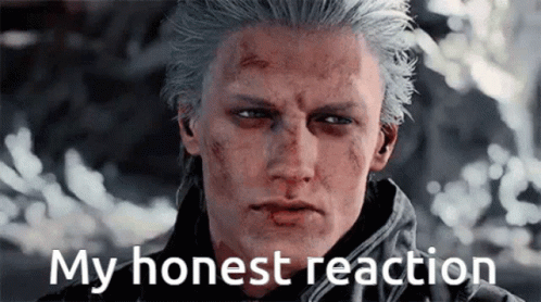 A Close Up Of A Man 'S Face With The Words My Honest Reaction Below It GIF