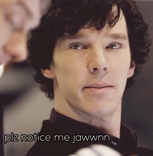 A Close Up Of A Man 'S Face With The Words " Notice Me Jawwnn " Below Him GIF