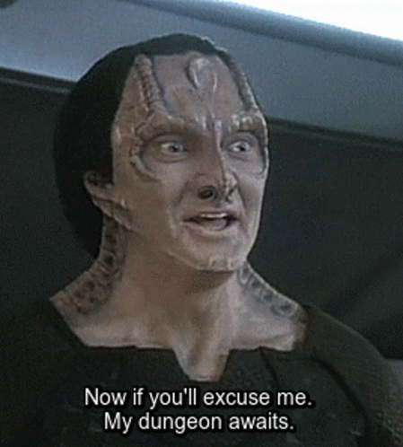 A Close Up Of A Man 'S Face With The Words Now If You 'Ll Excuse Me My Dungeon Awaits Below It GIF