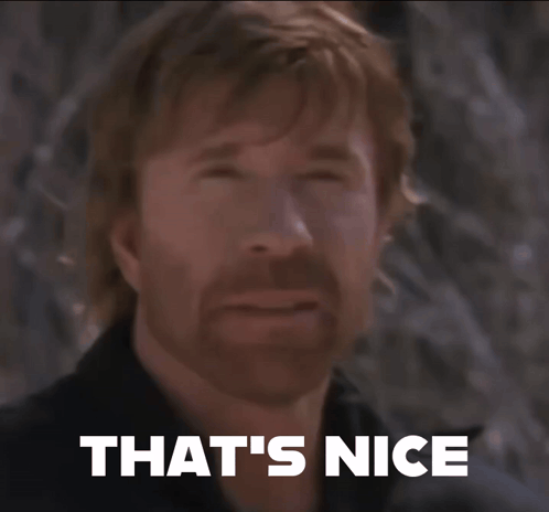 A Close Up Of A Man 'S Face With The Words That 'S Nice Behind Him GIF
