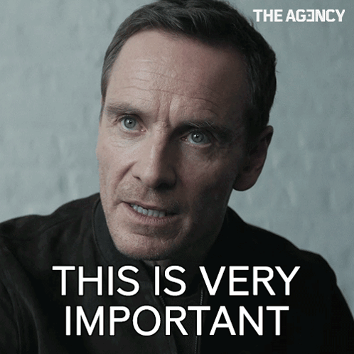 A Close Up Of A Man 'S Face With The Words " This Is Very Important " Above Him GIF