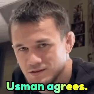 A Close Up Of A Man 'S Face With The Words Usman Agrees Below It GIF