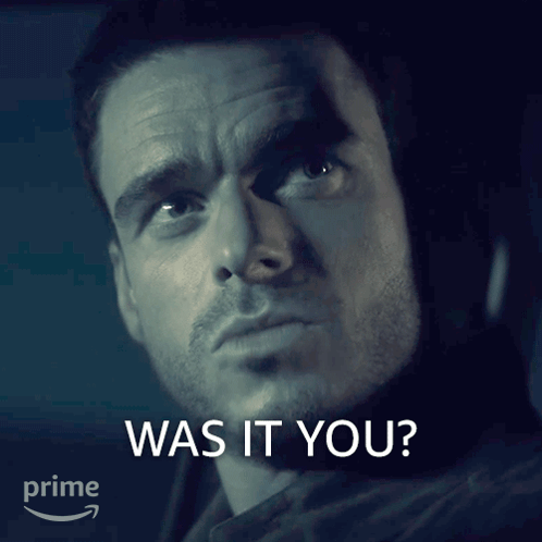 A Close Up Of A Man 'S Face With The Words " Was It You " Below Him GIF