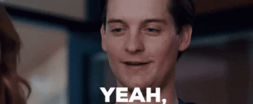 A Close Up Of A Man 'S Face With The Words Yeah Written On It GIF