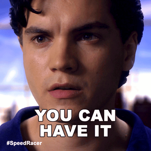 A Close Up Of A Man 'S Face With The Words " You Can Have It " Above Him GIF